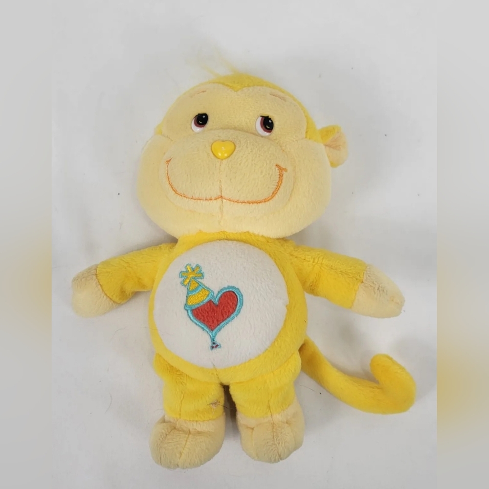 9" CARE BEARS COUSINS 2004 PLAYFUL HEART MONKEY YELLOW STUFFED ANIMAL PLUSH